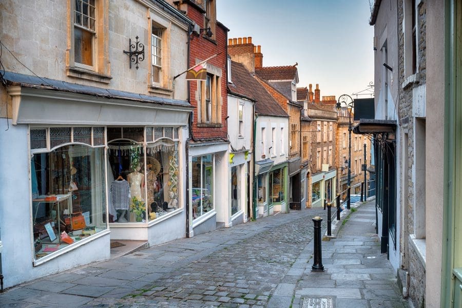 A high street in the UK.