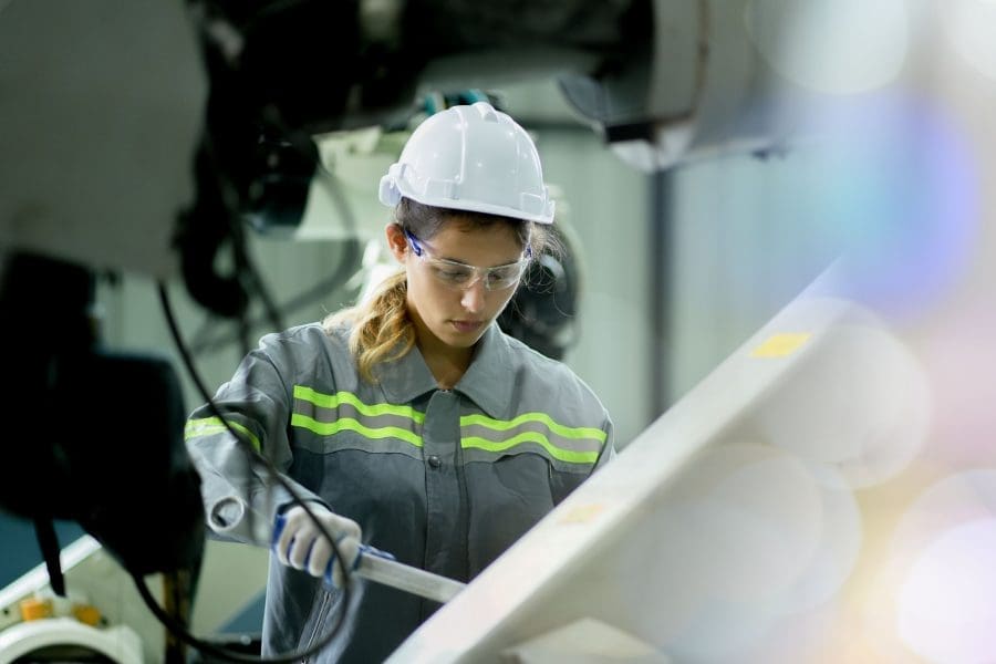 A worker in an automotive factory.